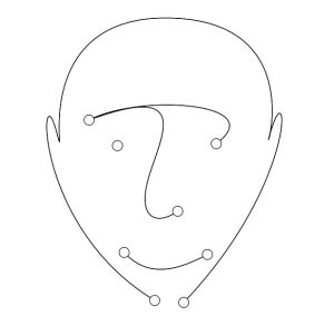 A line sketch of a face.